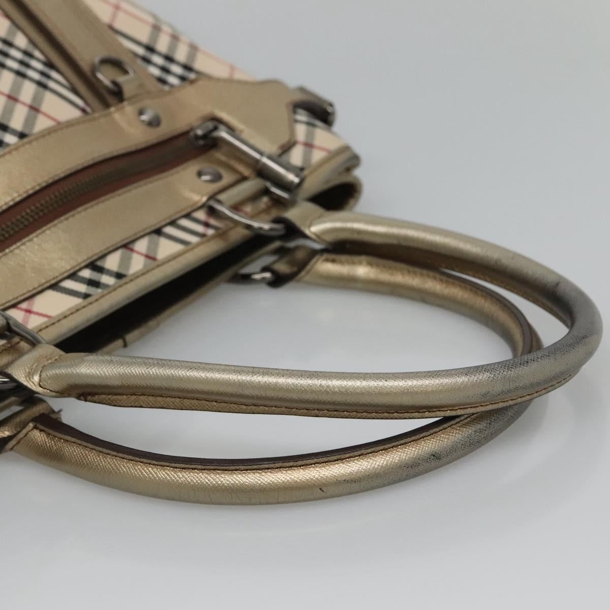 Burberry Nova Check Tote Canvas And Leather Beige Canvas Tote Bag Bag (Pre-Owned)