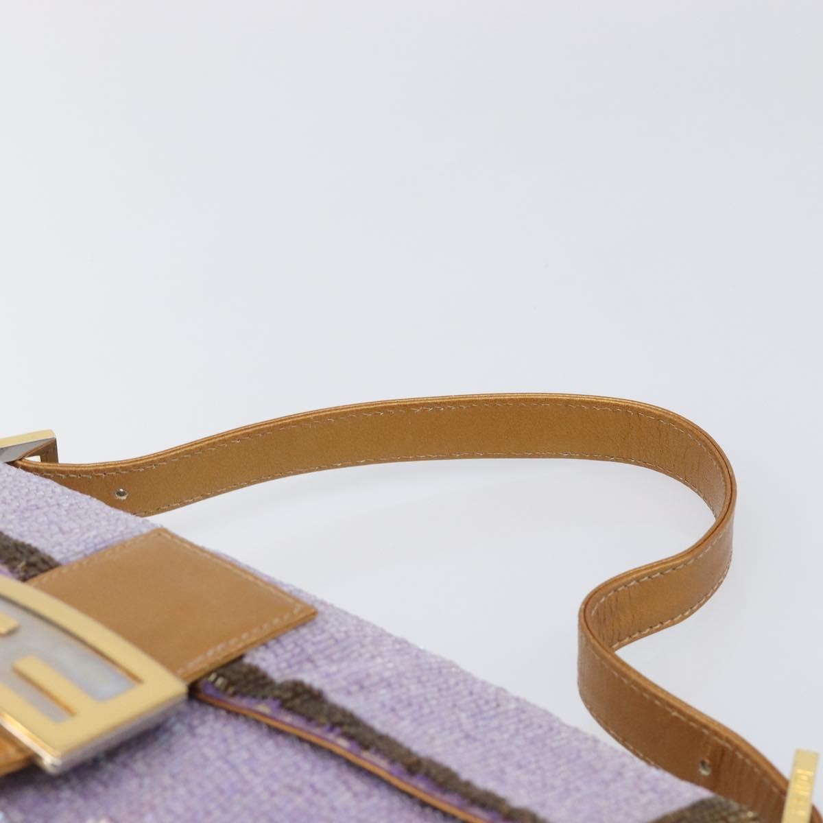Fendi Baguette Paillettes Embellished Leather Purple Leather Handbag (Pre-Owned)