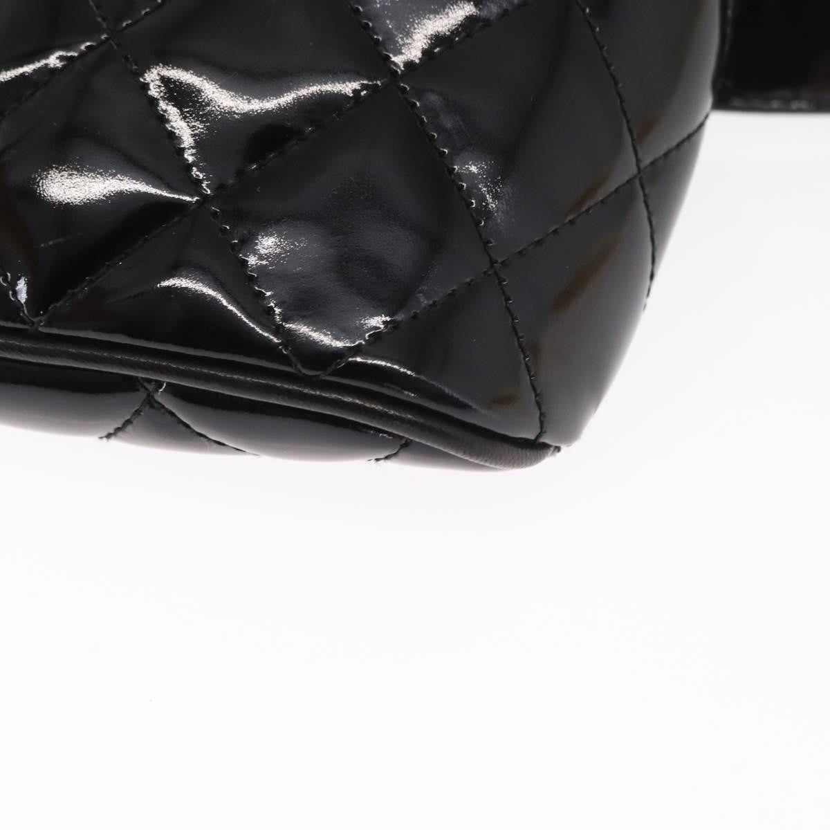 Chanel Vintage Zip Belt Quilted Lambskin Black Patent_Leather Clutche & Pouche Bag (Pre-Owned)