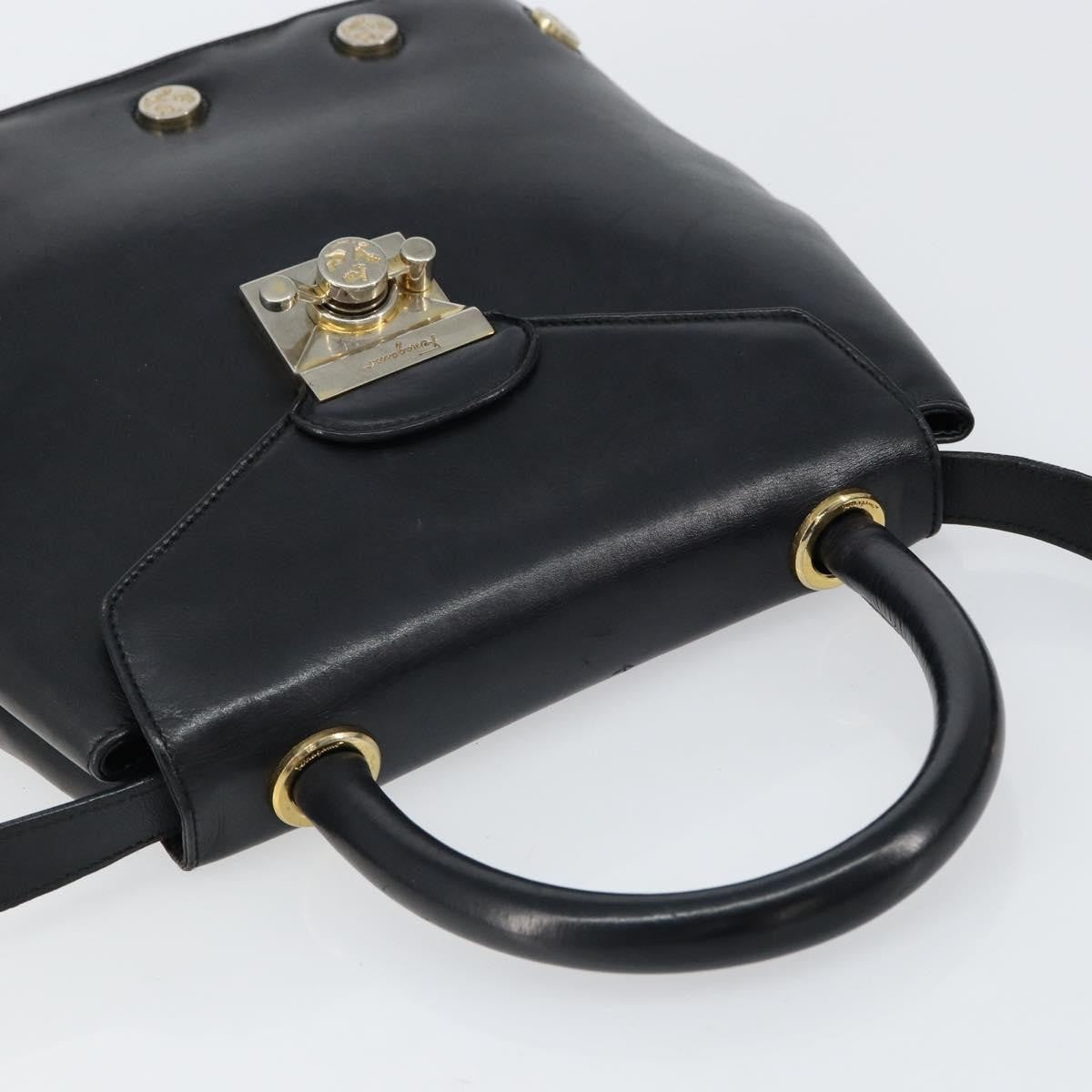 Salvatore Ferragamo Vintage Leather Black Leather Handbag (Pre-Owned)