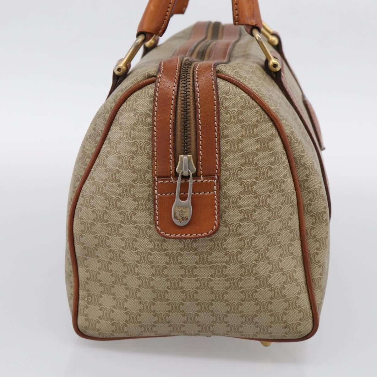 Celine Macadam Macadam With Leather Beige Canvas Tote Bag Bag (Pre-Owned)