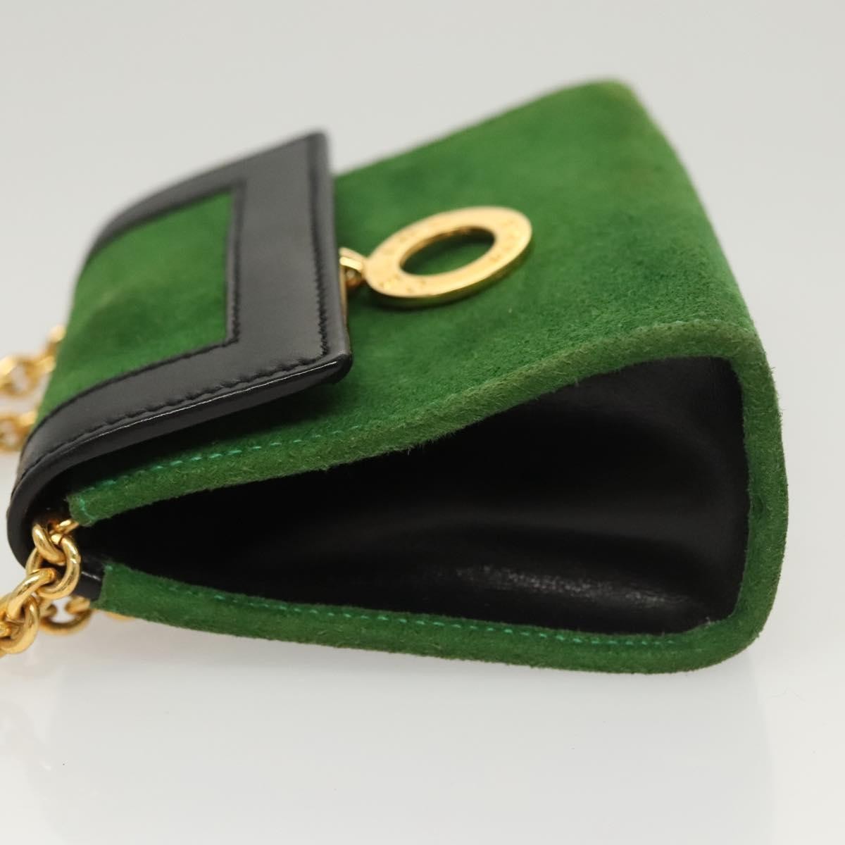 Celine Circle Logo Suede Green Suede Clutche & Pouche Bag (Pre-Owned)