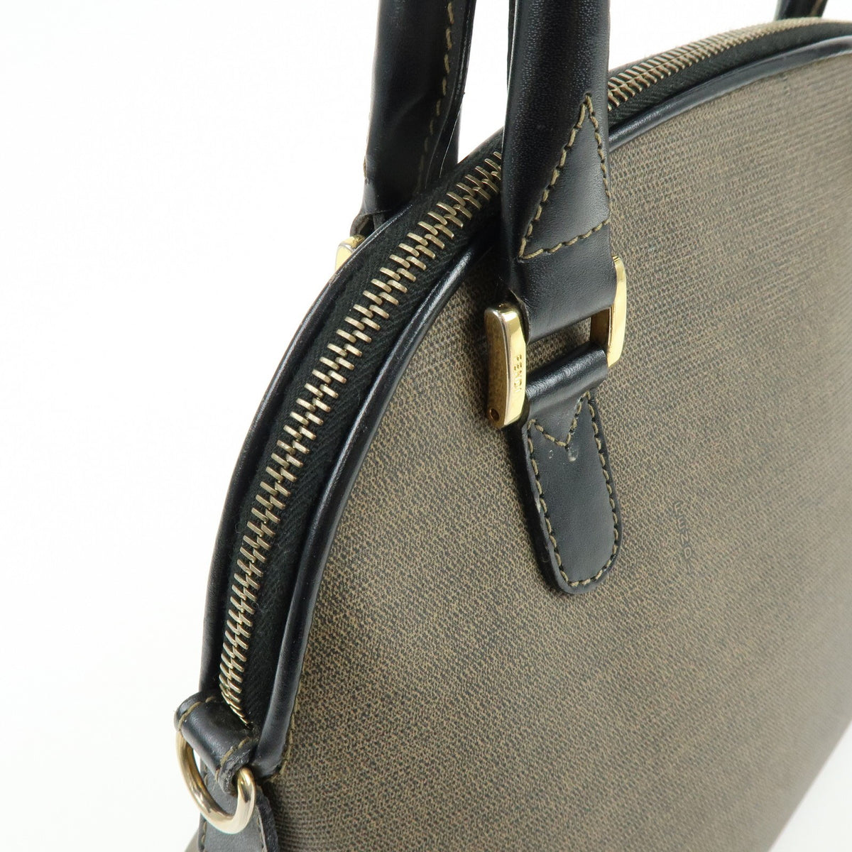 Fendi Vintage Dome Satchel Leather Brown Leather Handbag (Pre-Owned)
