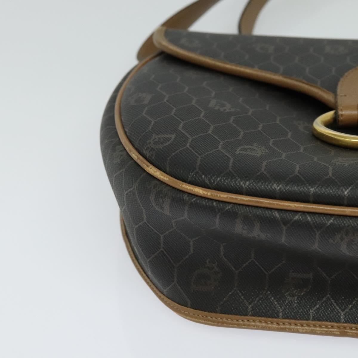 Christian Dior Vintage Honeycomb Flap Canvas And Leather Black Canvas Shoulder Bag Bag (Pre-Owned)