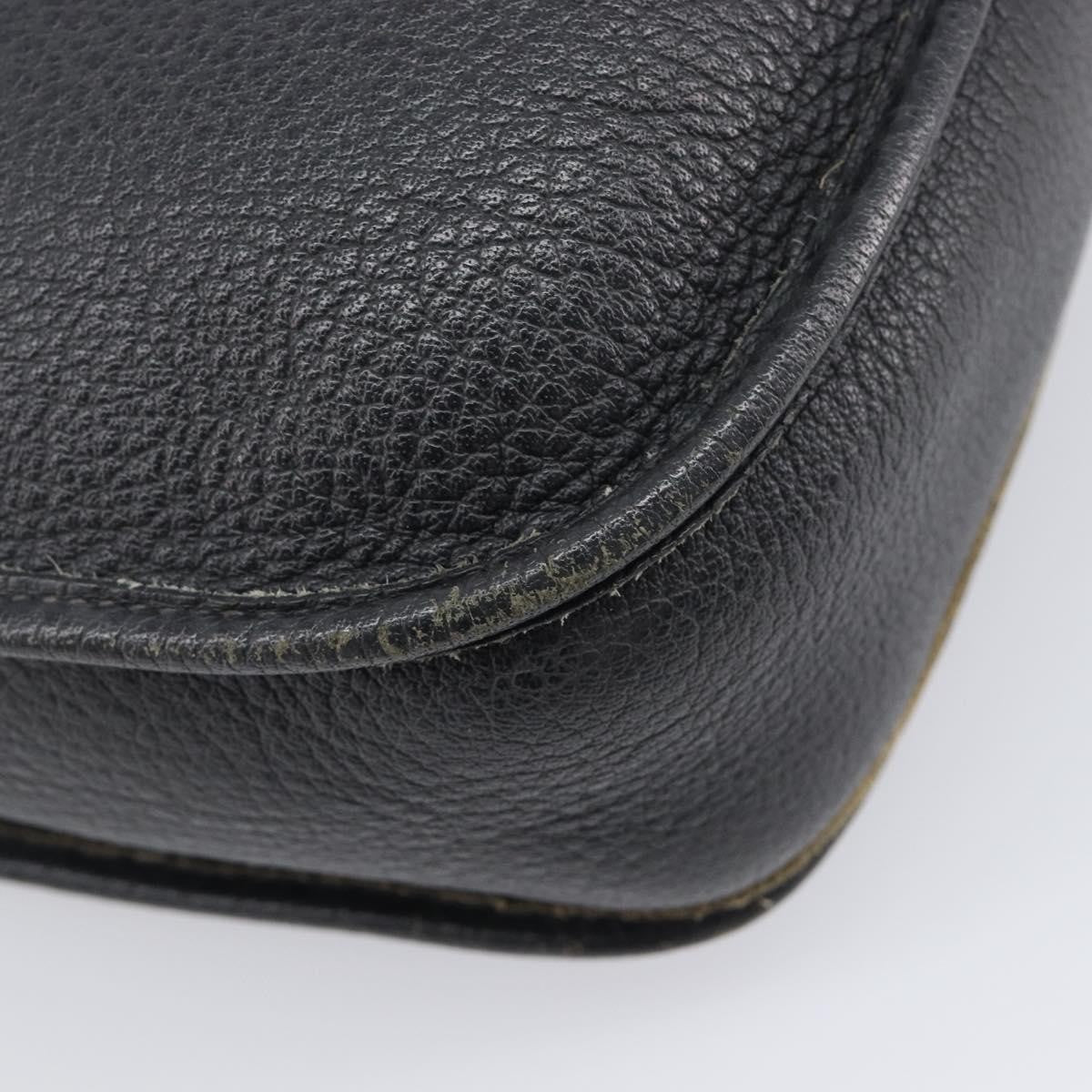 Hermes Evelyne Bag Gen I Clemence Black Leather Handbag (Pre-Owned)