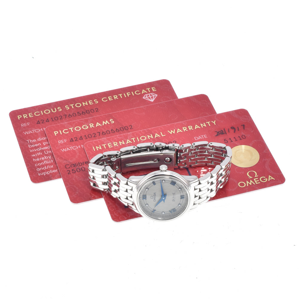 Omega De Ville Prestige Quartz Stainless Steel And Rose Gold With Diamond Markers Watch (Pre-Owned)