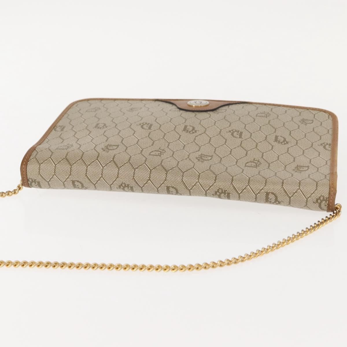 Christian Dior Vintage Honeycomb Chain Canvas Beige Canvas Shoulder Bag Bag (Pre-Owned)