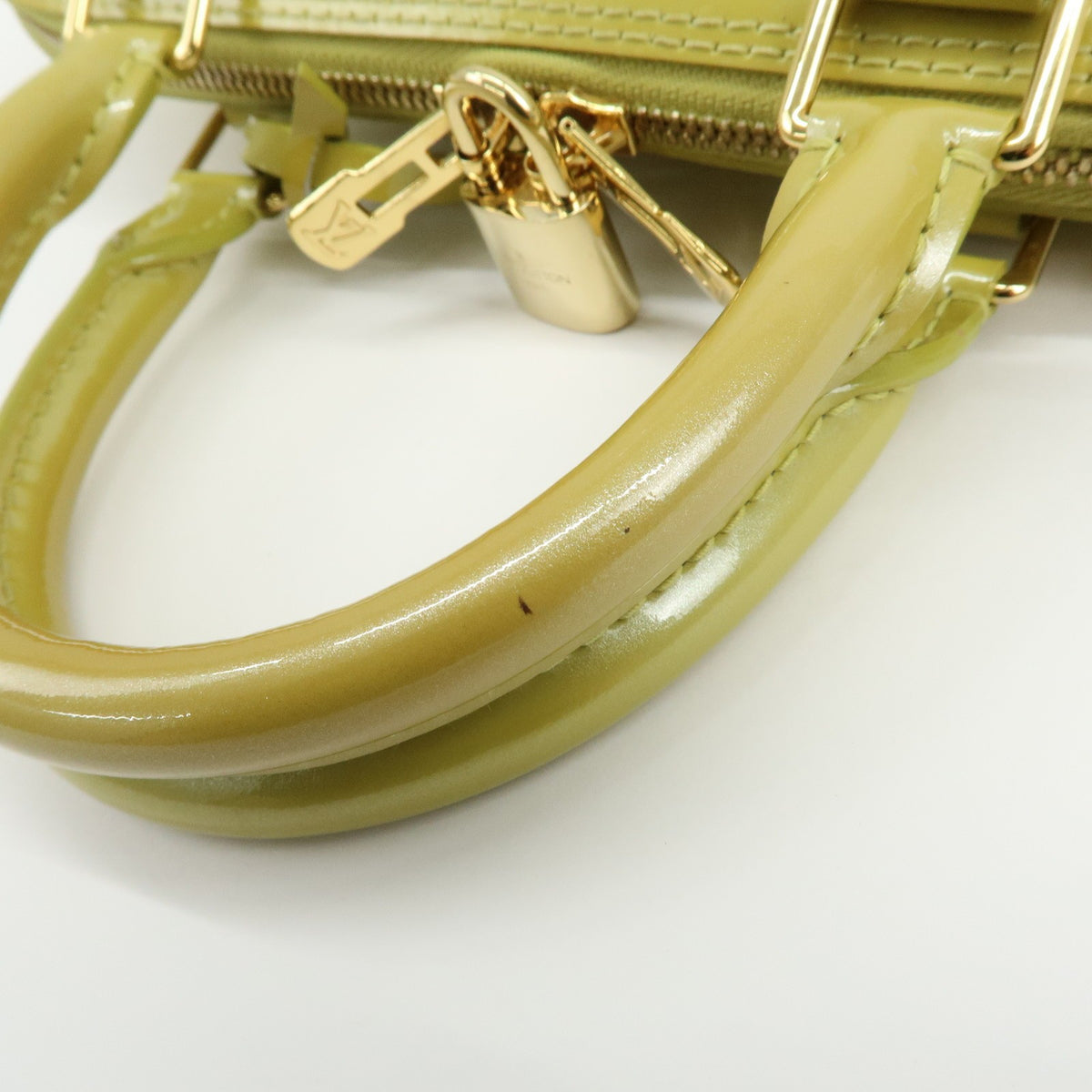 Louis Vuitton Alma Monogram Vernis Green Patent_Leather Handbag (Pre-Owned)