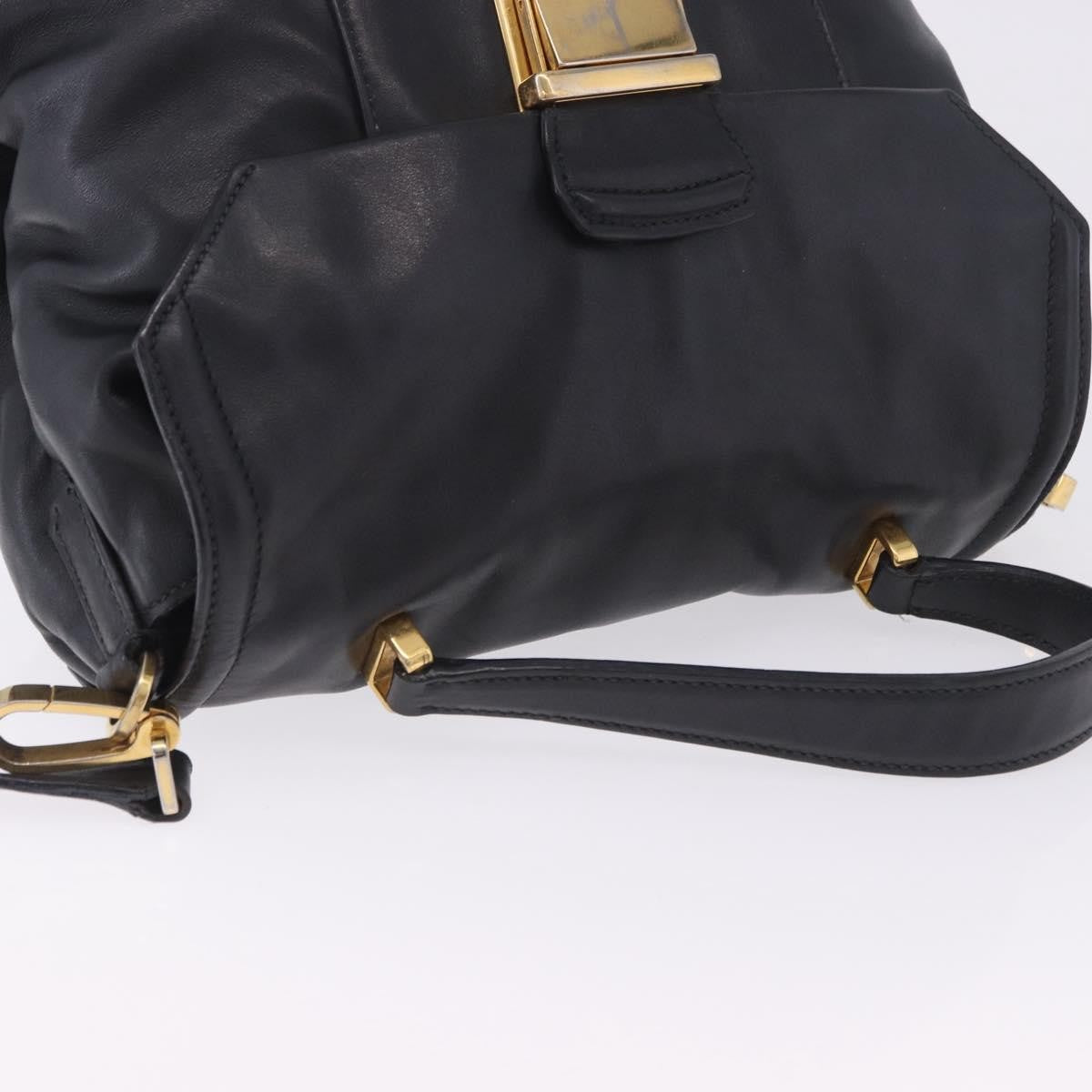 Miu Miu Convertible Flap Top Handle Vitello Soft Black Leather Handbag (Pre-Owned)
