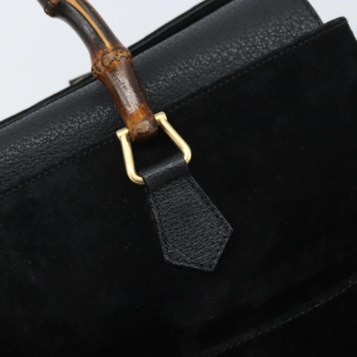 Gucci Bamboo Suede Black Suede Tote Bag Bag (Pre-Owned)