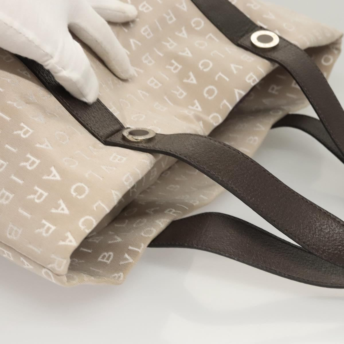 Bvlgari Logomania Canvas Beige Canvas Shoulder Bag Bag (Pre-Owned)