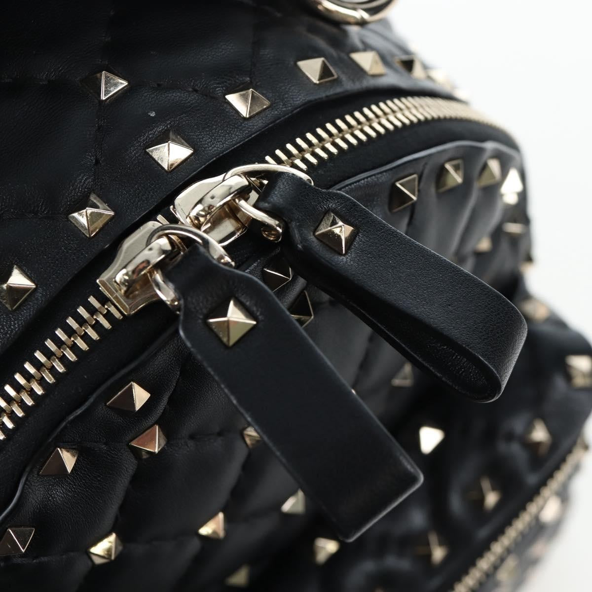 Valentino Garavani Rockstud Spike Quilted Leather Black Leather Backpack Bag (Pre-Owned)