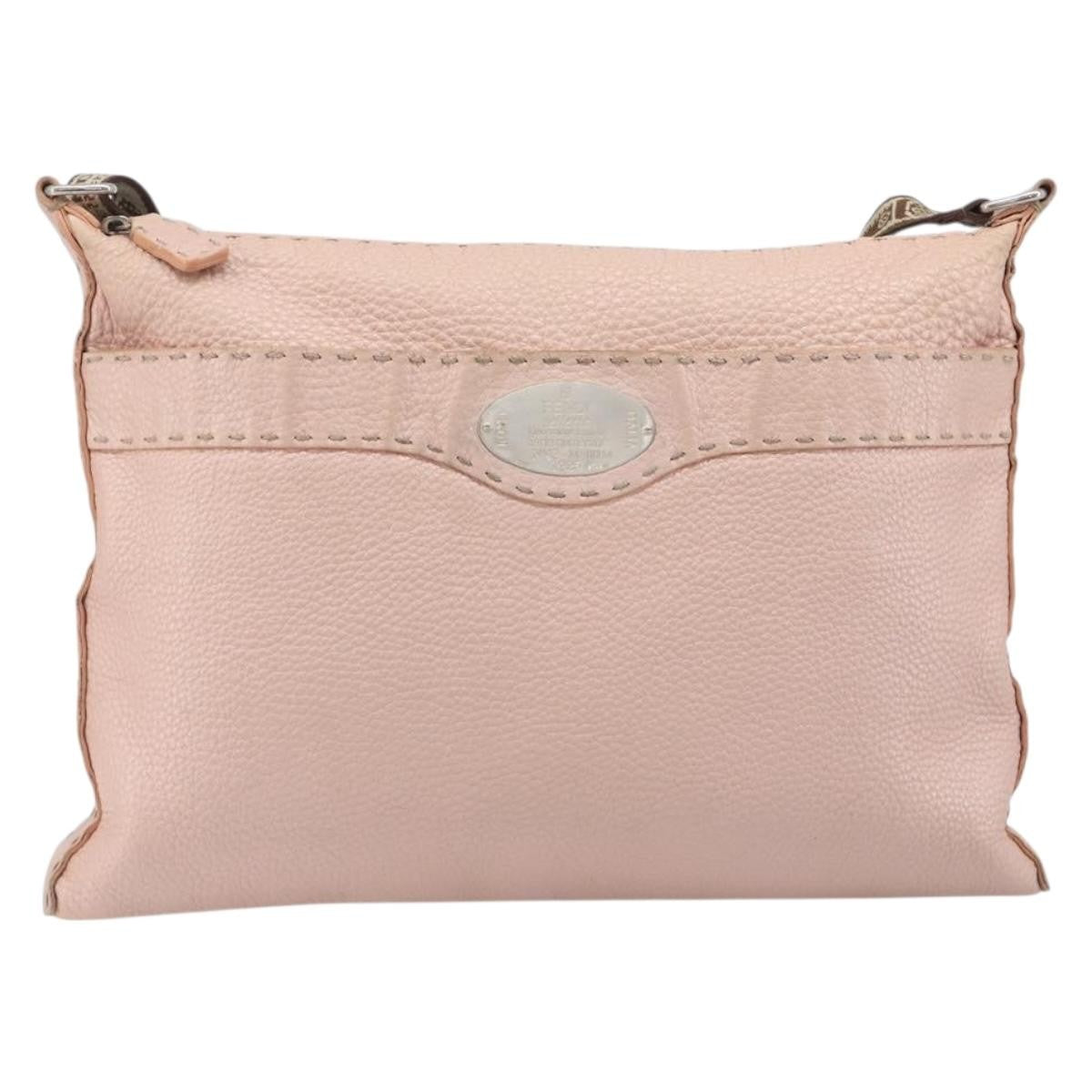 Fendi Vintage Selleria Zip Messenger Leather Pink Leather Handbag (Pre-Owned)