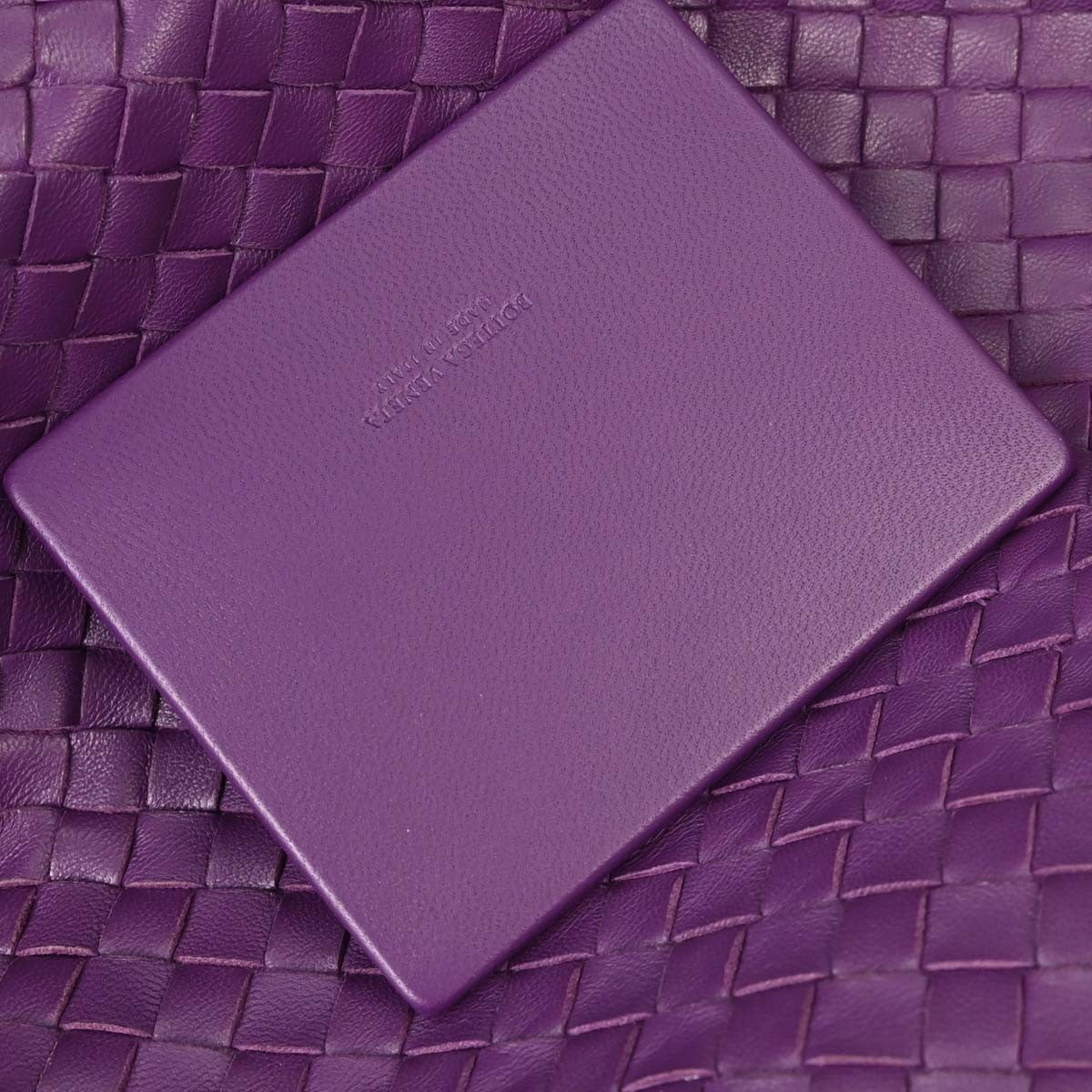 Bottega Veneta Brick Intrecciato Nappa Purple Leather Tote Bag Bag (Pre-Owned)