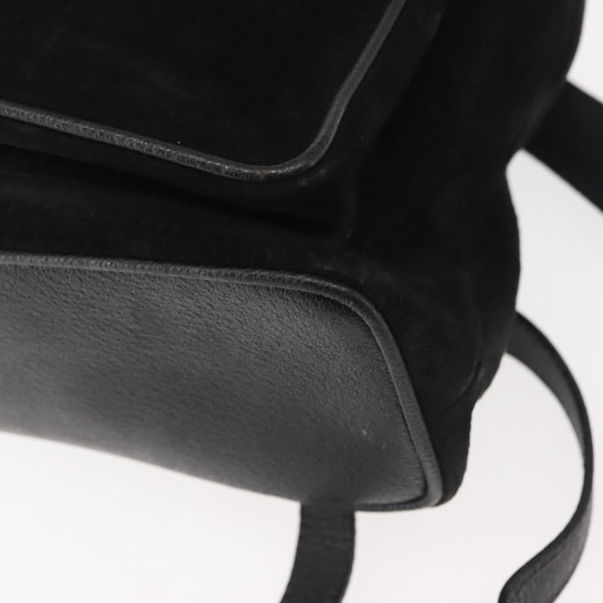 Gucci Vintage Bamboo Suede Black Suede Backpack Bag (Pre-Owned)