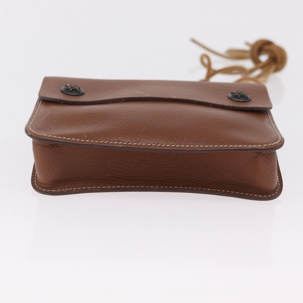 Hermes Pochette Green Waist Leather Brown Leather Handbag (Pre-Owned)