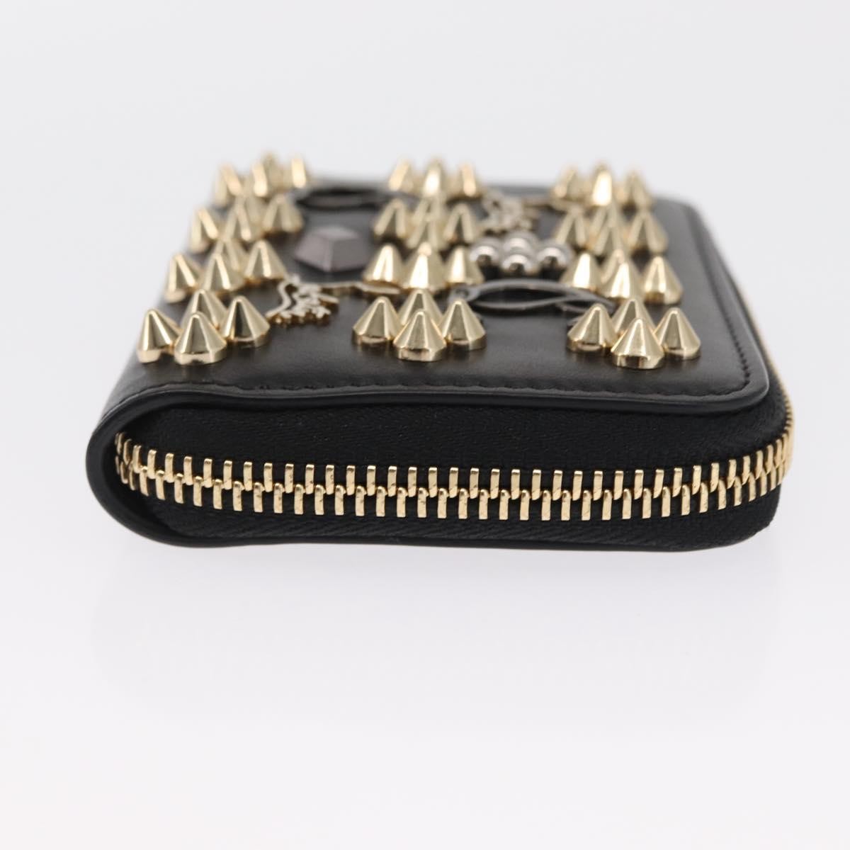 Christian Louboutin Panettone Coin Purse Embellished Leather Black Leather Wallets Accessory (Pre-Owned)