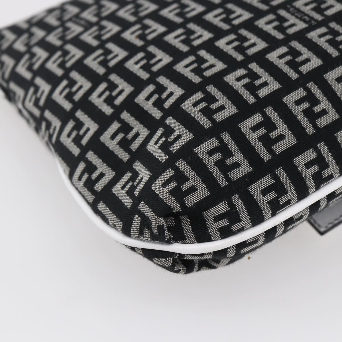 Fendi Vintage Flap Zucchino Canvas Black Canvas Shoulder Bag Bag (Pre-Owned)