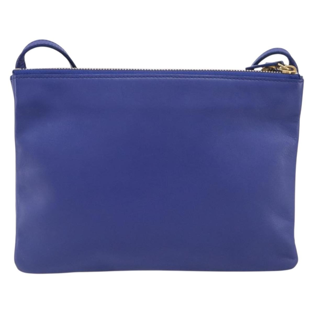 Celine Trio Leather Blue Leather Shoulder Bag Bag (Pre-Owned)