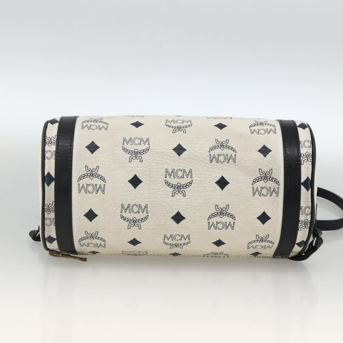 MCM Visetos Leather White Leather Shoulder Bag Bag (Pre-Owned)