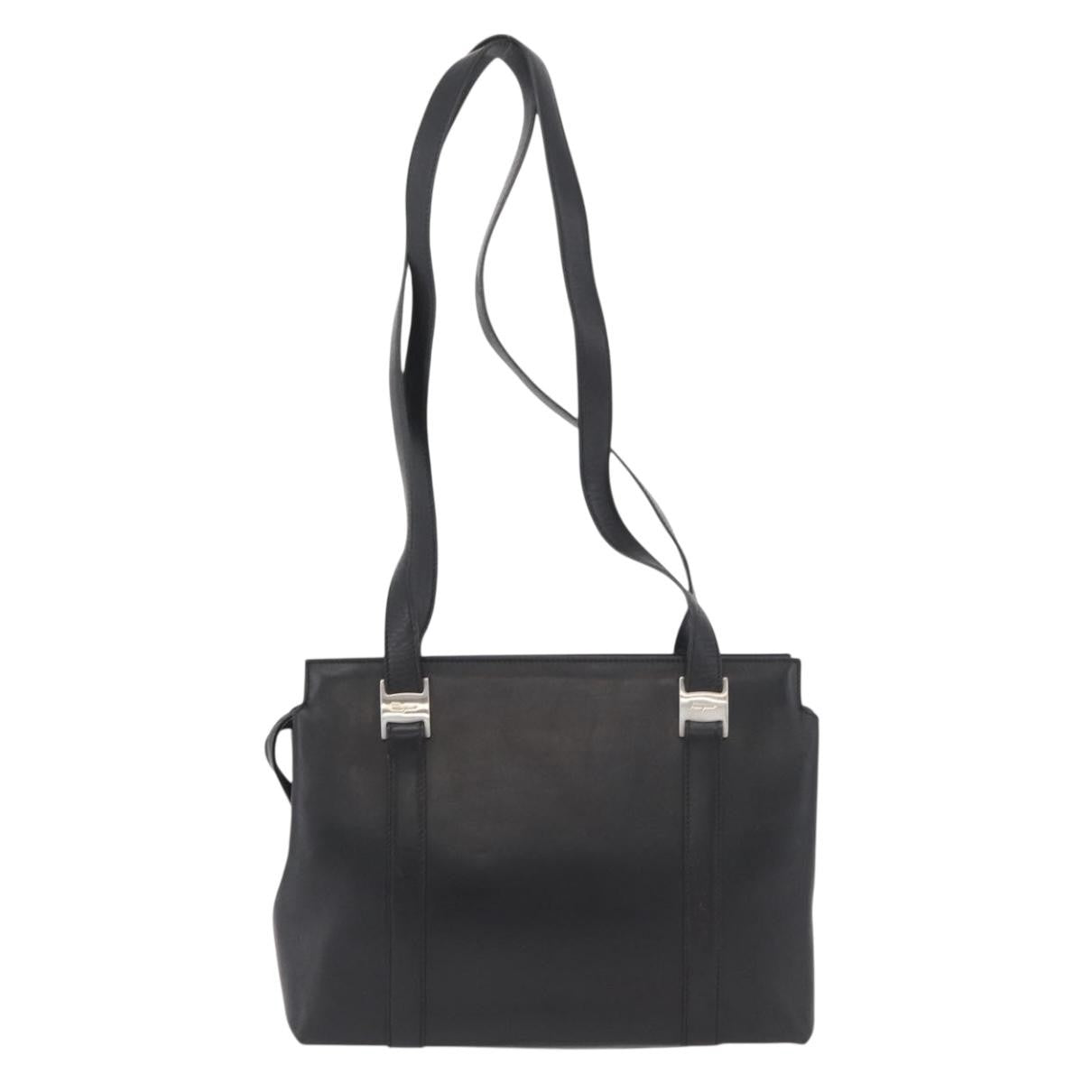 Salvatore Ferragamo Vintage Leather Black Leather Tote Bag Bag (Pre-Owned)