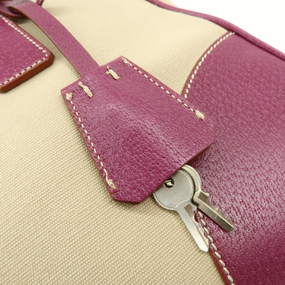 Prada Bowler Canvas With Leather Purple Canvas Shoulder Bag Bag (Pre-Owned)