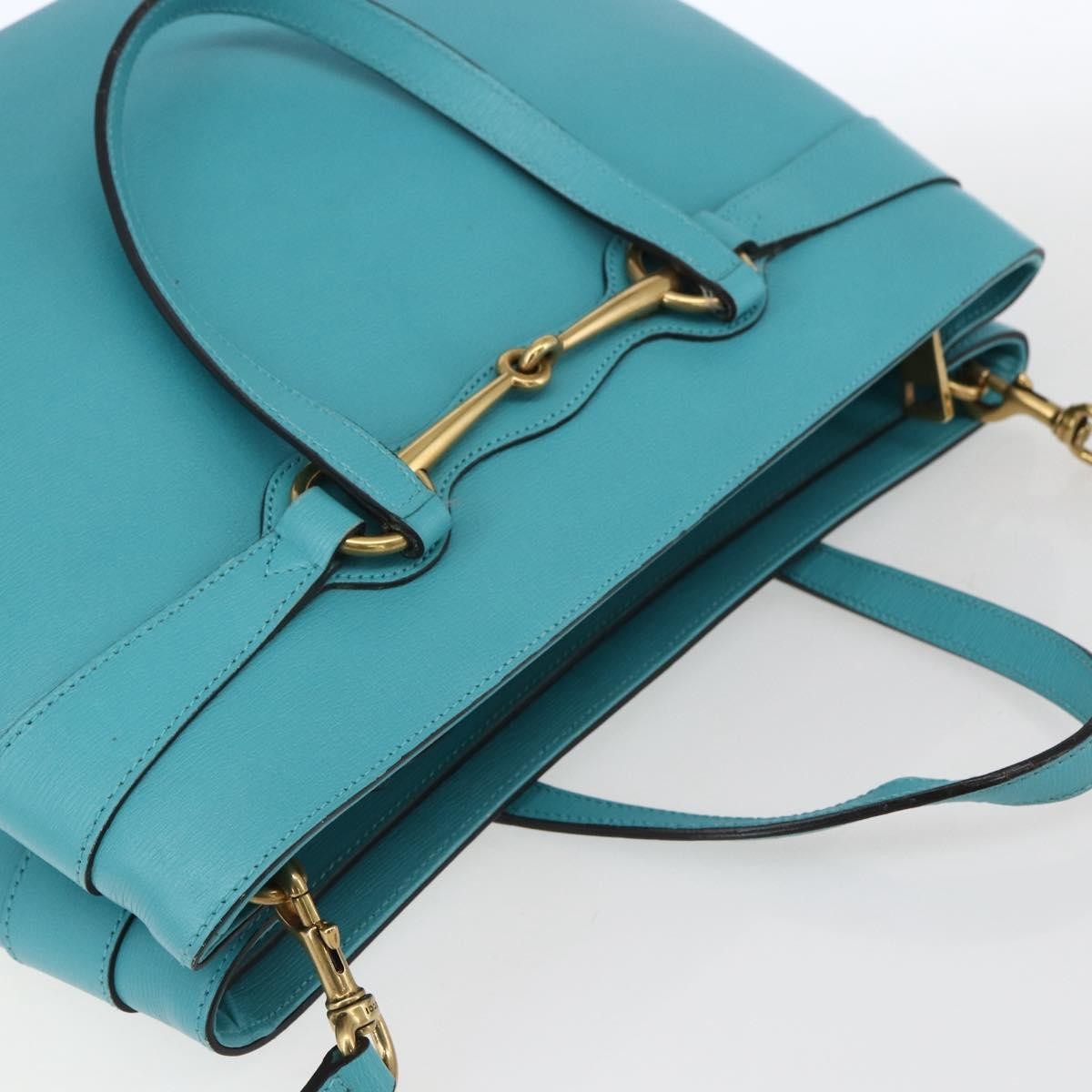 Gucci Bright Bit Convertible Tote Leather Blue Leather Tote Bag Bag (Pre-Owned)