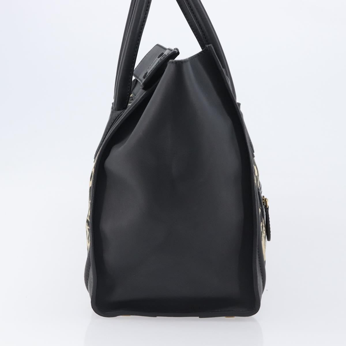 Celine Luggage Printed Canvas And Leather Black Leather Handbag (Pre-Owned)