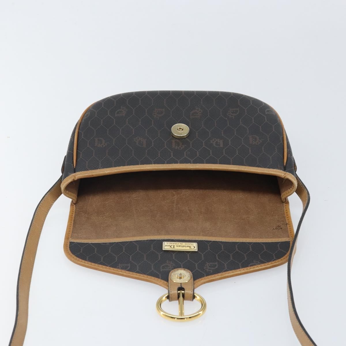 Christian Dior Vintage Honeycomb Canvas And Leather Black Canvas Shoulder Bag Bag (Pre-Owned)