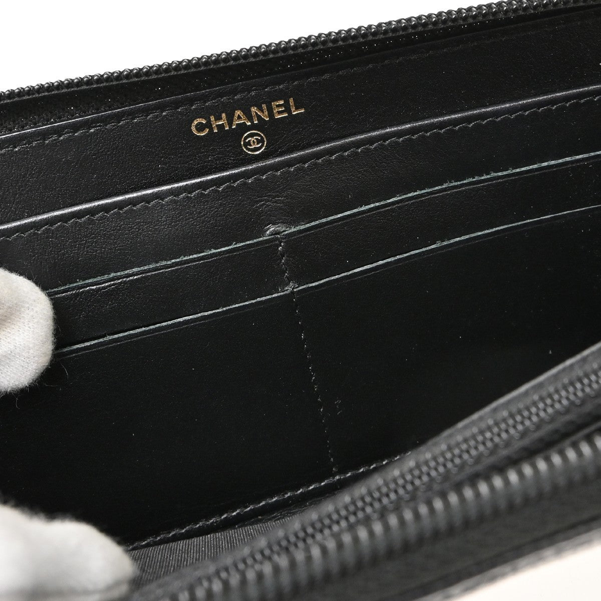 Chanel Portefeuille Long Cc Logo Caviar Skin Black Leather Wallets Accessory (Pre-Owned)