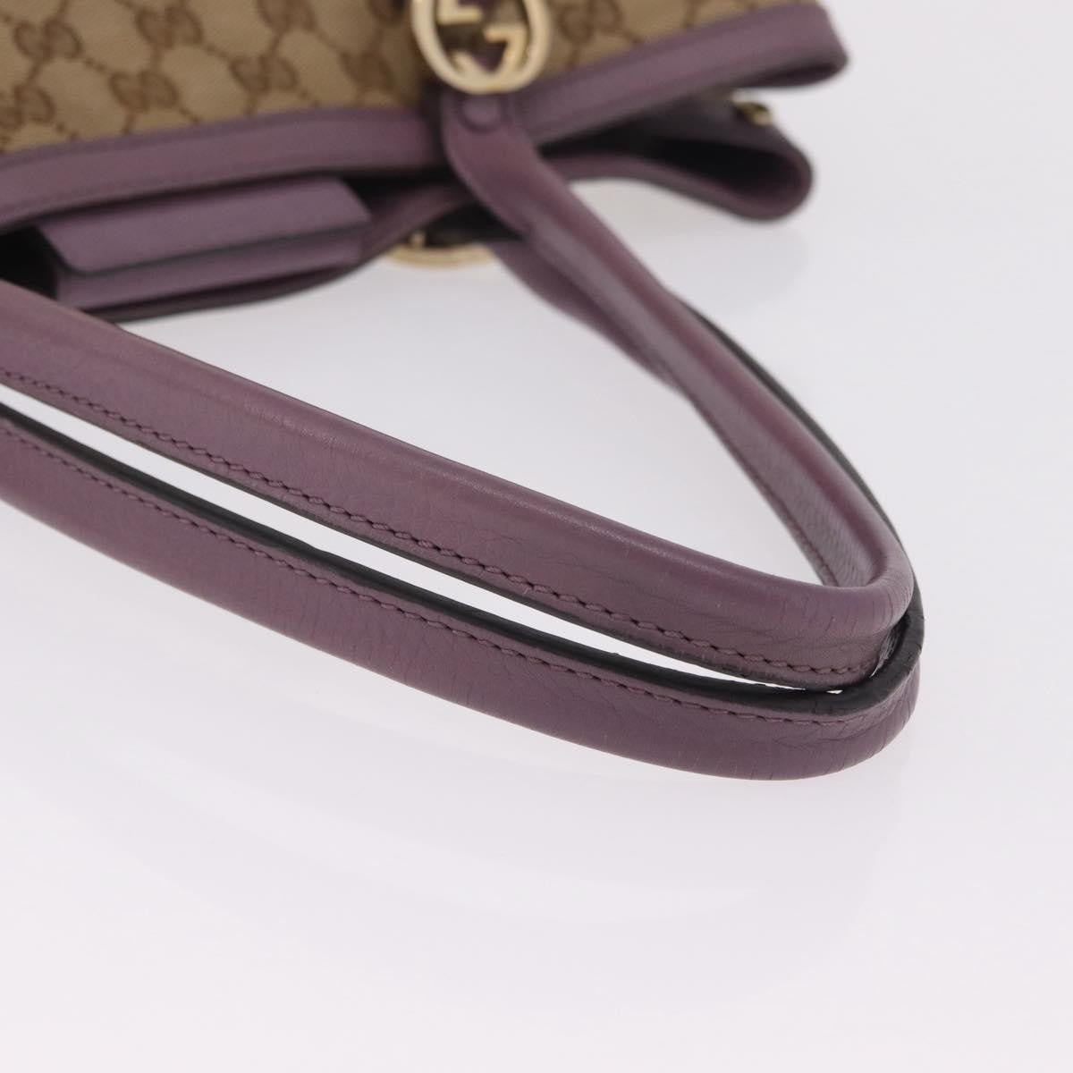Gucci Miss Gg Gg Canvas With Leather Beige Canvas Tote Bag Bag (Pre-Owned)