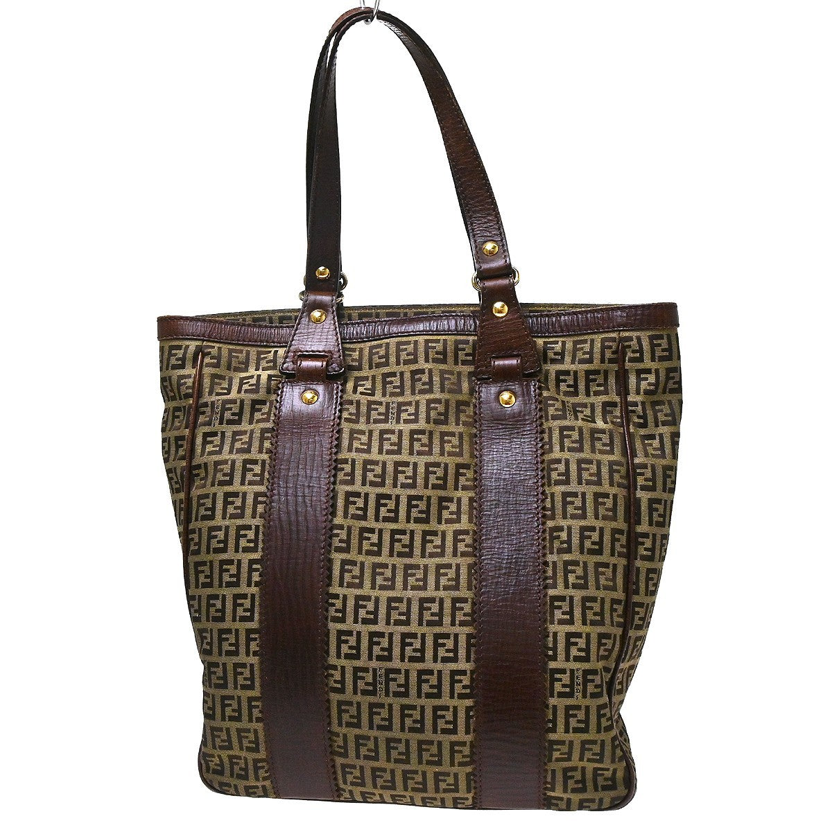 Fendi Open Tote Zucchino Canvas Brown Canvas Handbag (Pre-Owned)