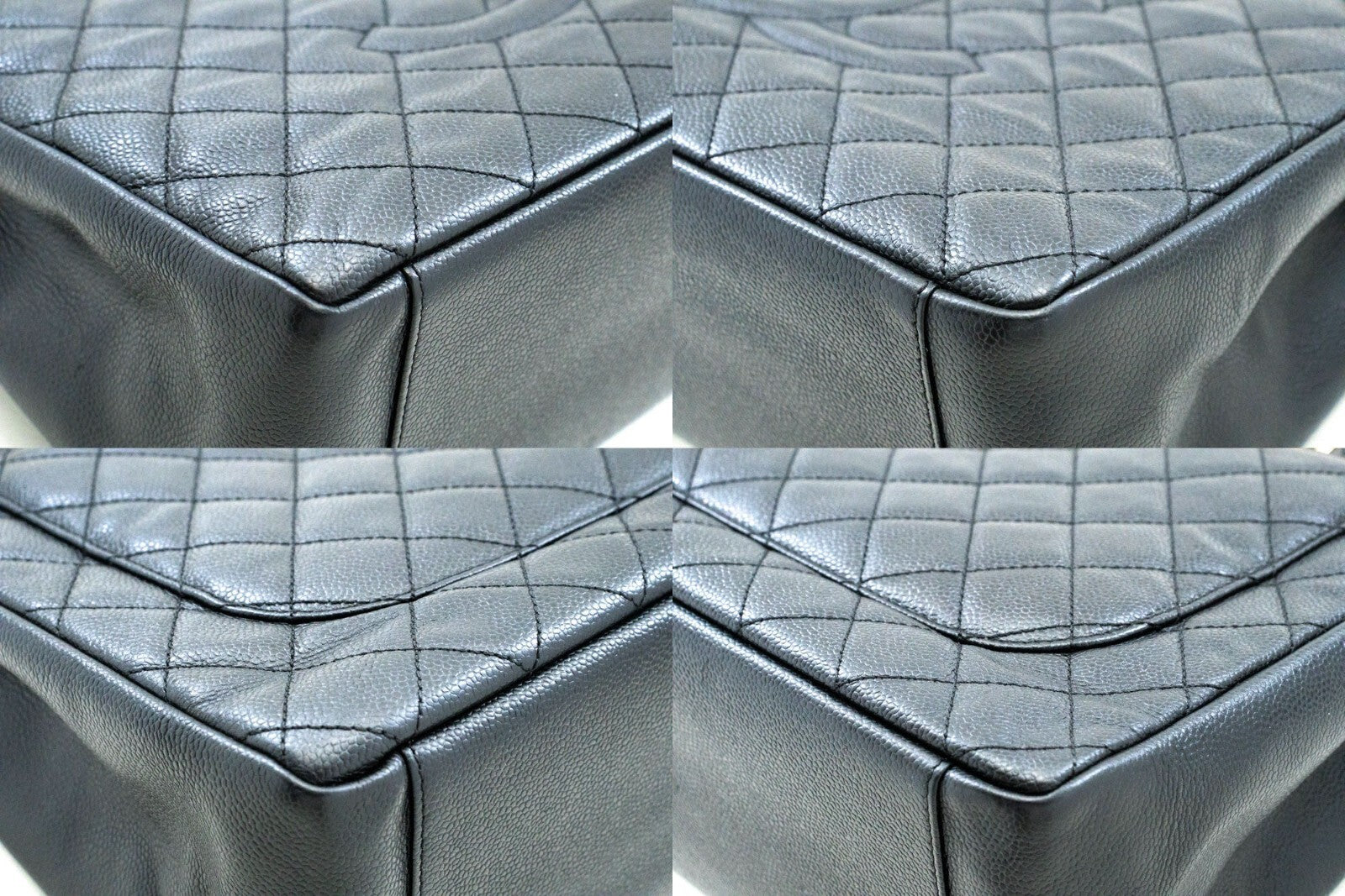 Chanel Grand Shopping Tote Quilted Caviar Black Calfskin Tote Bag Bag (Pre-Owned)