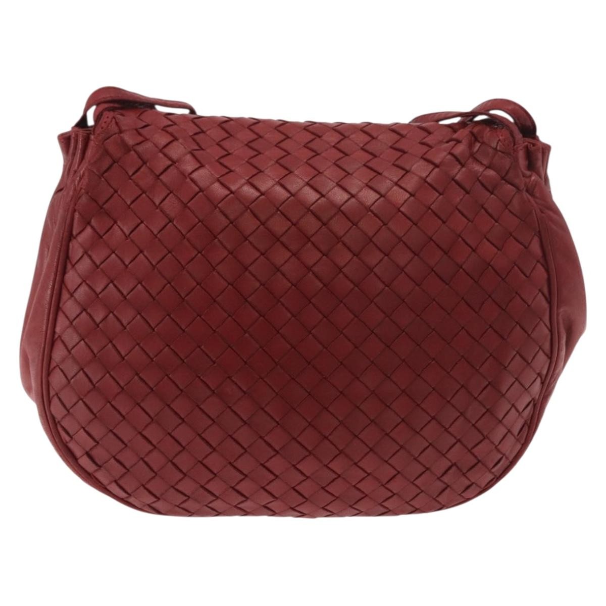 Bottega Veneta Flap Intrecciato Nappa Red Leather Shoulder Bag Bag (Pre-Owned)