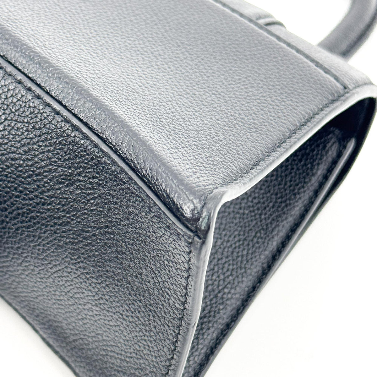 Balenciaga Hourglass Top Handle Leather Black Leather Handbag (Pre-Owned)