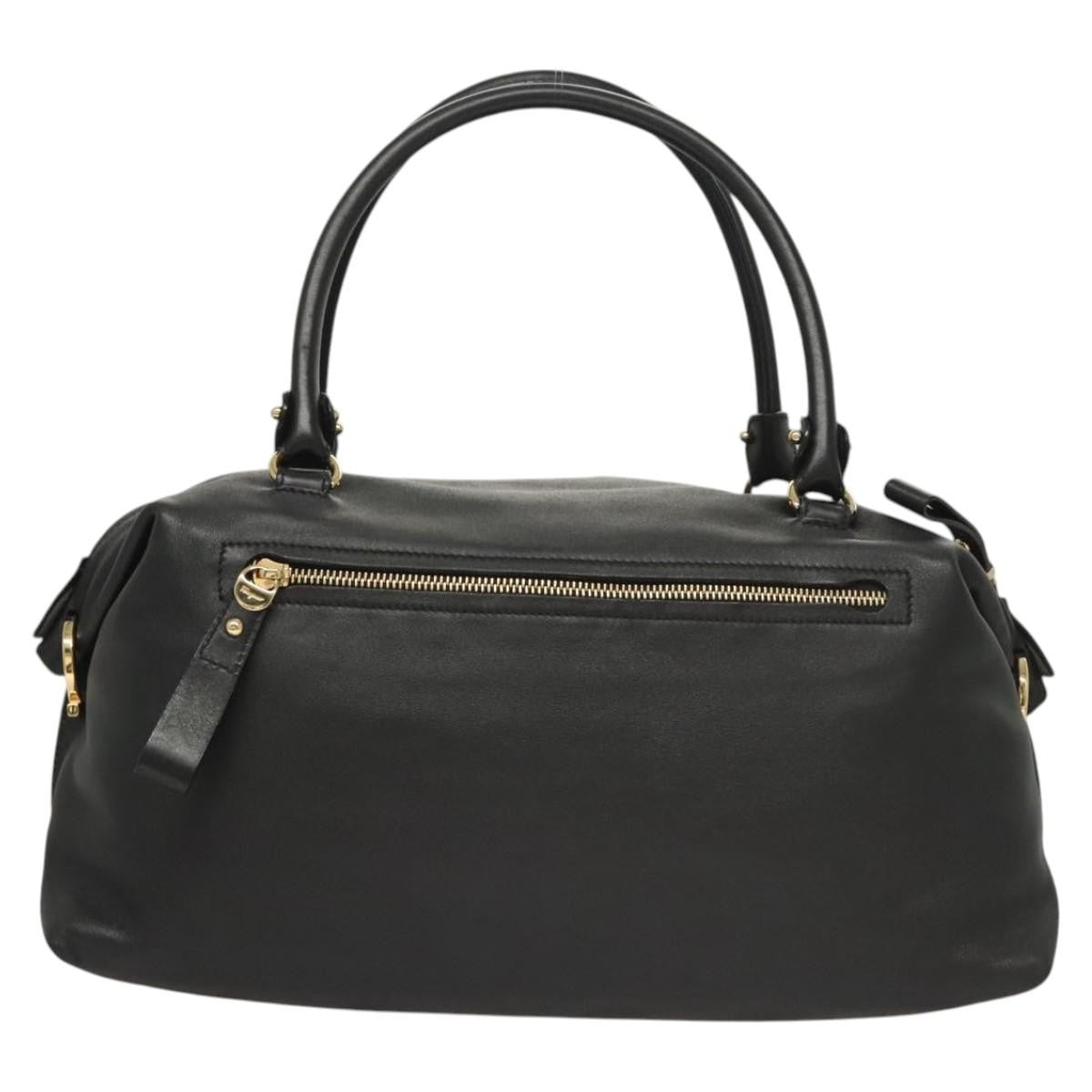 Salvatore Ferragamo Gancini Leather Black Leather Handbag (Pre-Owned)