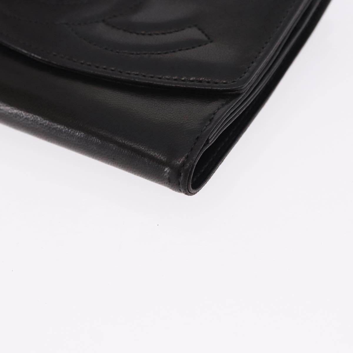 Chanel Vintage Timeless Bifold Lambskin Black Leather Wallets Accessory (Pre-Owned)