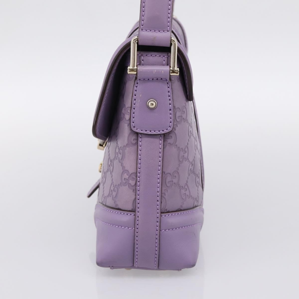 Gucci Web Flap Guccissima Purple Leather Shoulder Bag Bag (Pre-Owned)