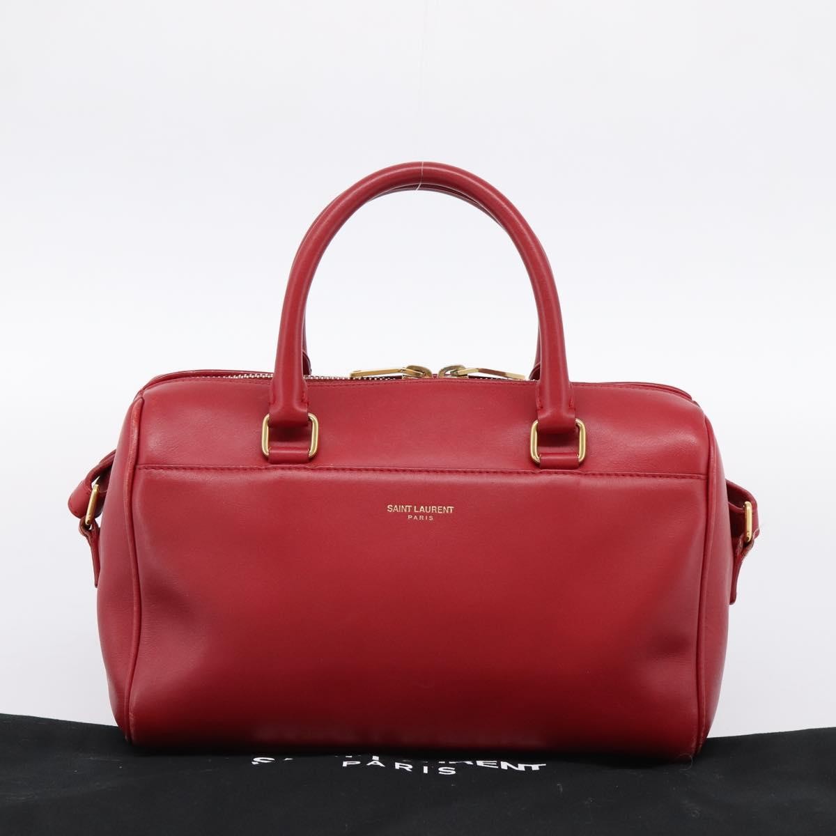 Saint Laurent Classic Baby Duffle Leather Red Leather Handbag (Pre-Owned)