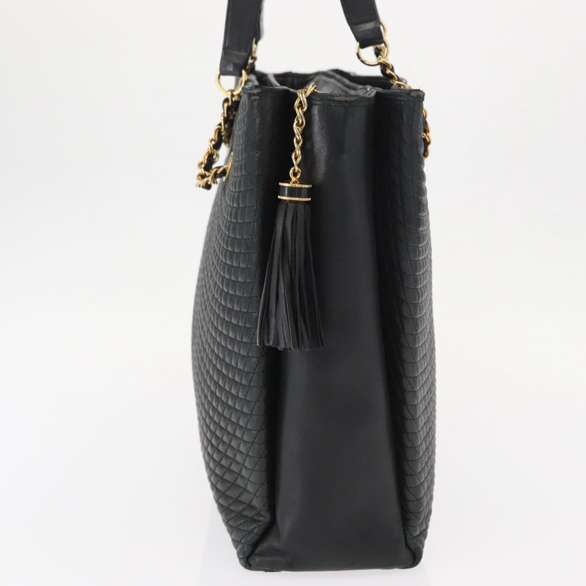Bally Vintage Quilted Leather Black Leather Tote Bag Bag (Pre-Owned)
