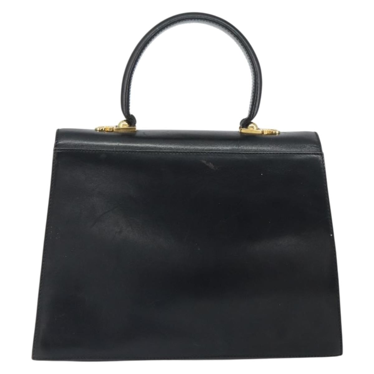 Salvatore Ferragamo Gancini Convertible Top Handle Leather Black Leather Handbag (Pre-Owned)