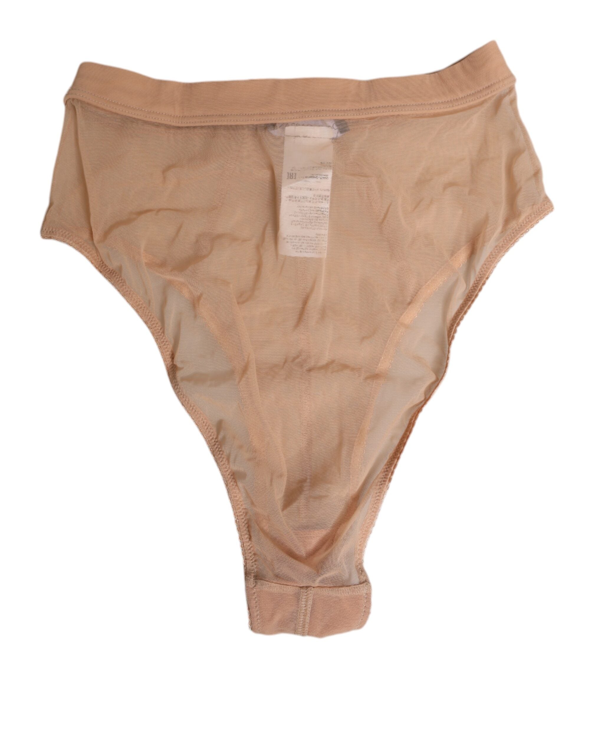 Dolce & Gabbana Beige Sheer Mesh High Waist Briefs Women's Underwear