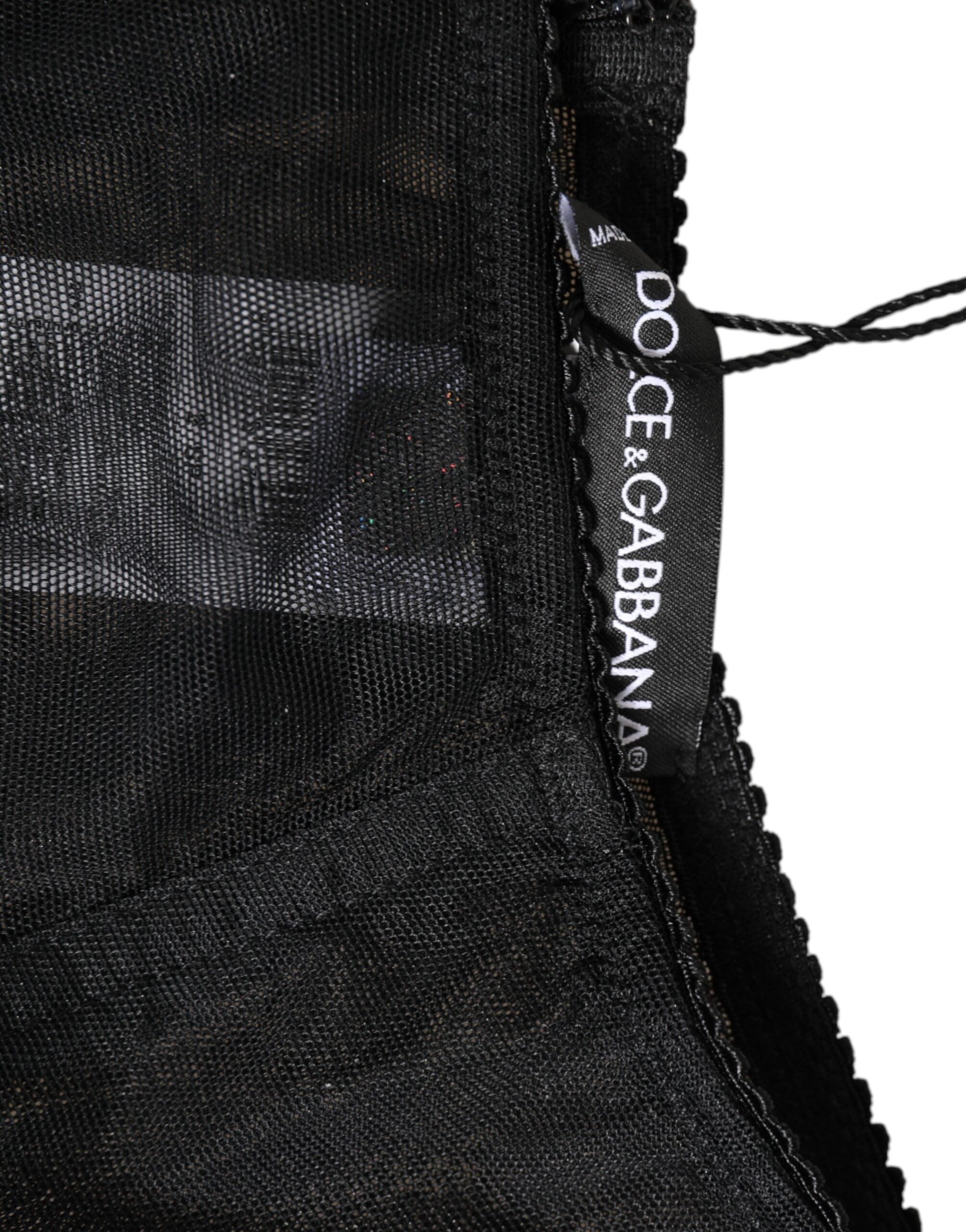 Dolce & Gabbana Black High Waist Mesh Sheer Shapewear Women's Underwear