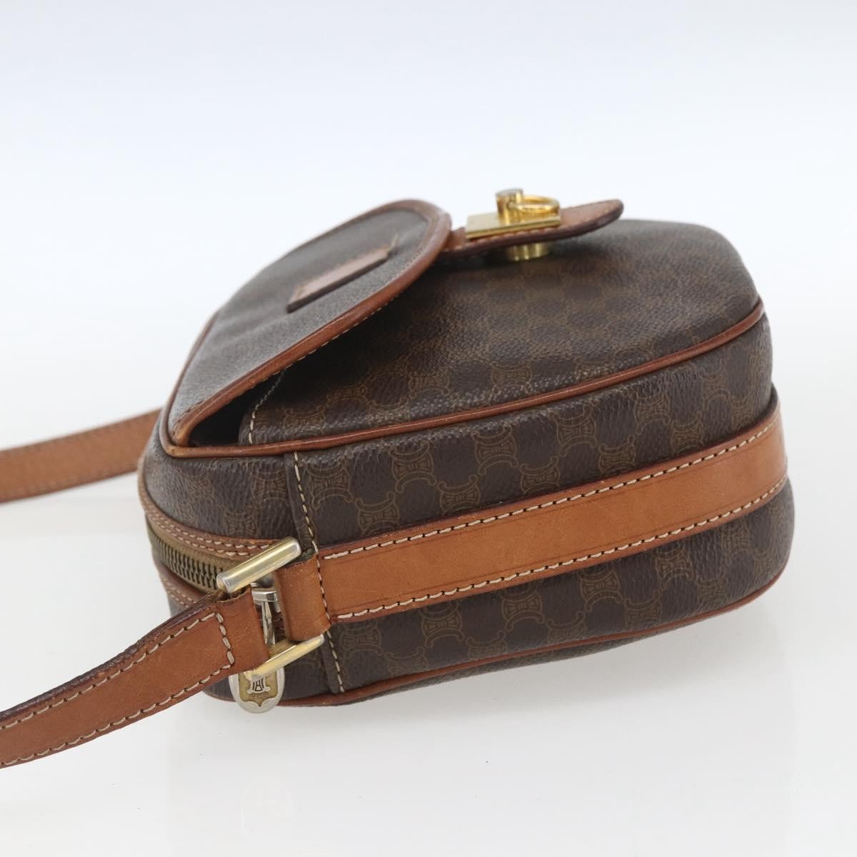 Celine Vintage Macadam Canvas And Leather Brown Canvas Shoulder Bag Bag (Pre-Owned)