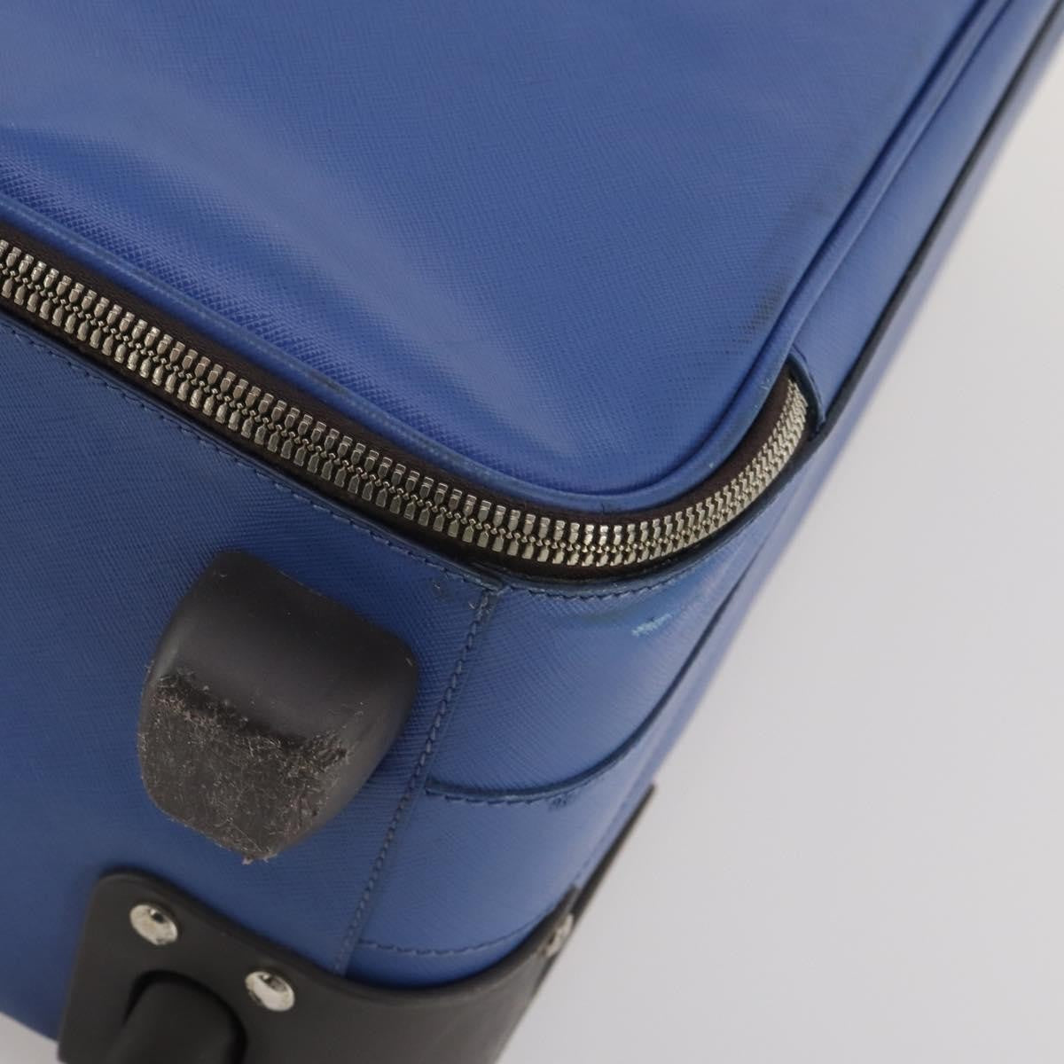 Prada Travel Saffiano Leather Blue Leather Travel Bag Bag (Pre-Owned)