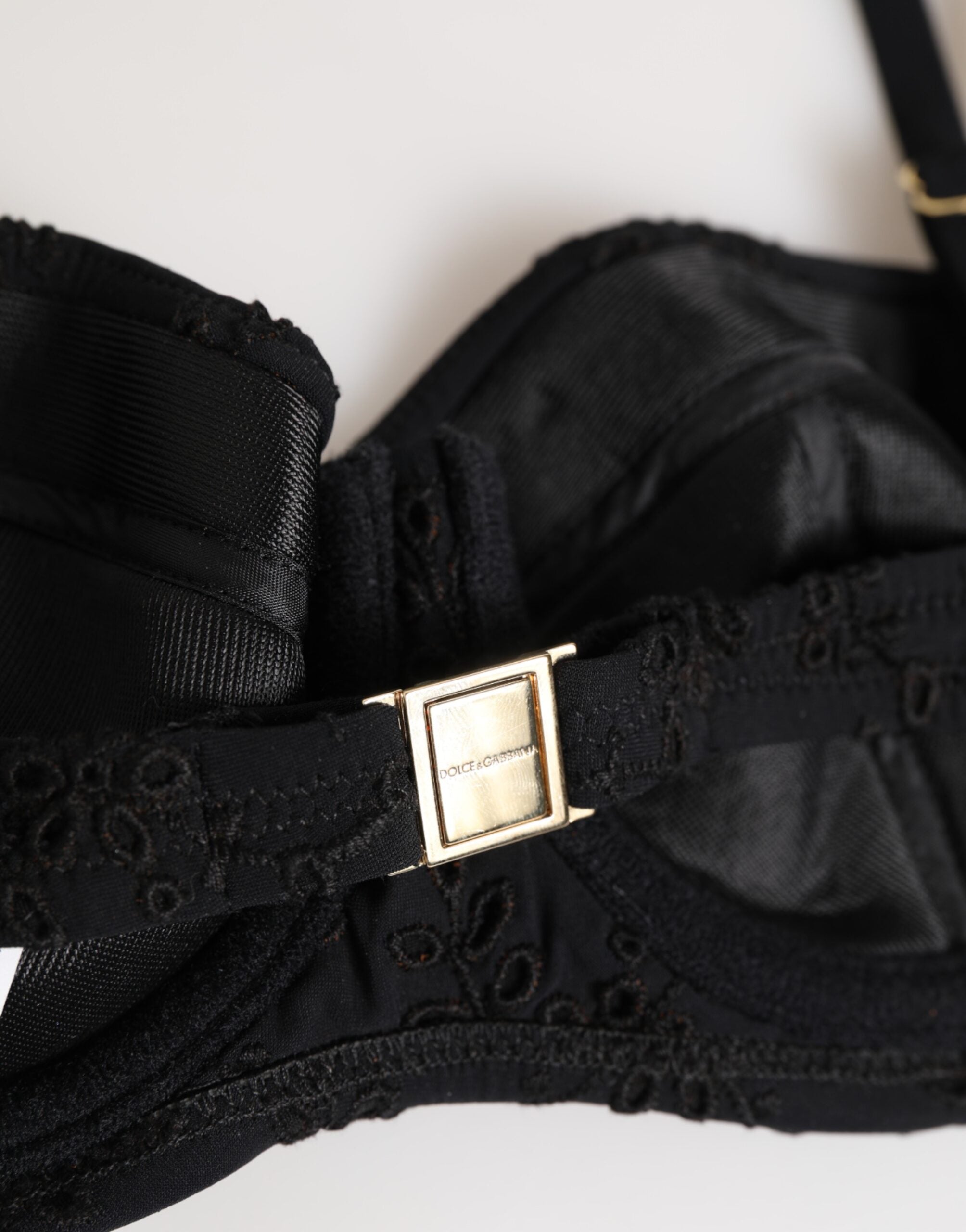 Dolce & Gabbana Black Polyester Embroidered Underwire Bra Women's Underwear