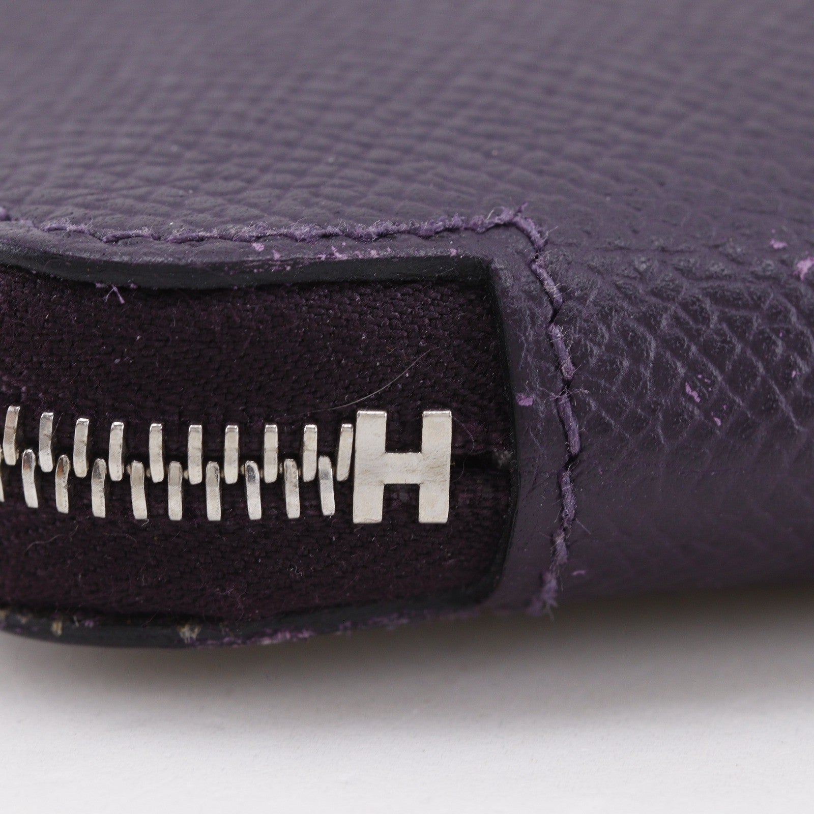 Hermes Azap Zip Around Epsom Purple Leather Wallets Accessory (Pre-Owned)