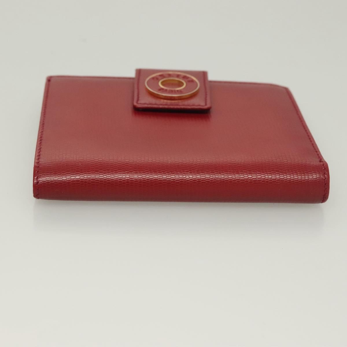 Celine Circle Logo Compact Leather Red Leather Wallets Accessory (Pre-Owned)