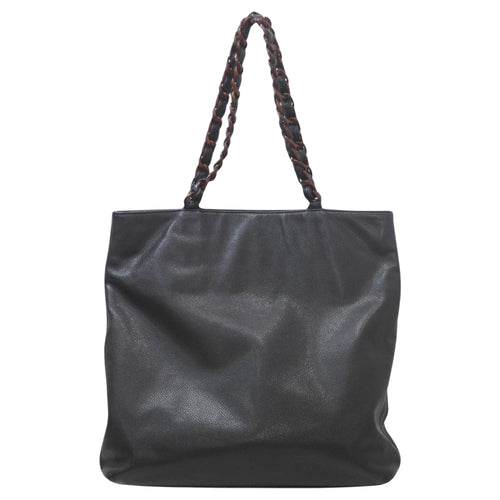 Chanel Cabas Black Leather Shopper Bag (Pre-Owned)