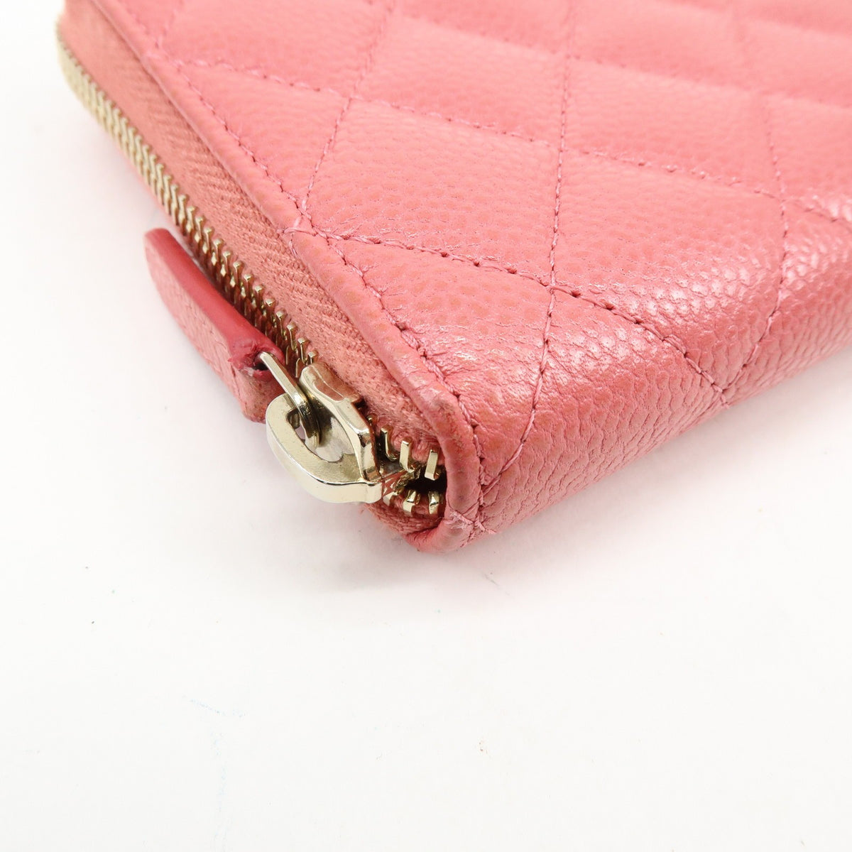 Chanel Zip Around Organizer Quilted Caviar Pink Leather Wallets Accessory (Pre-Owned)
